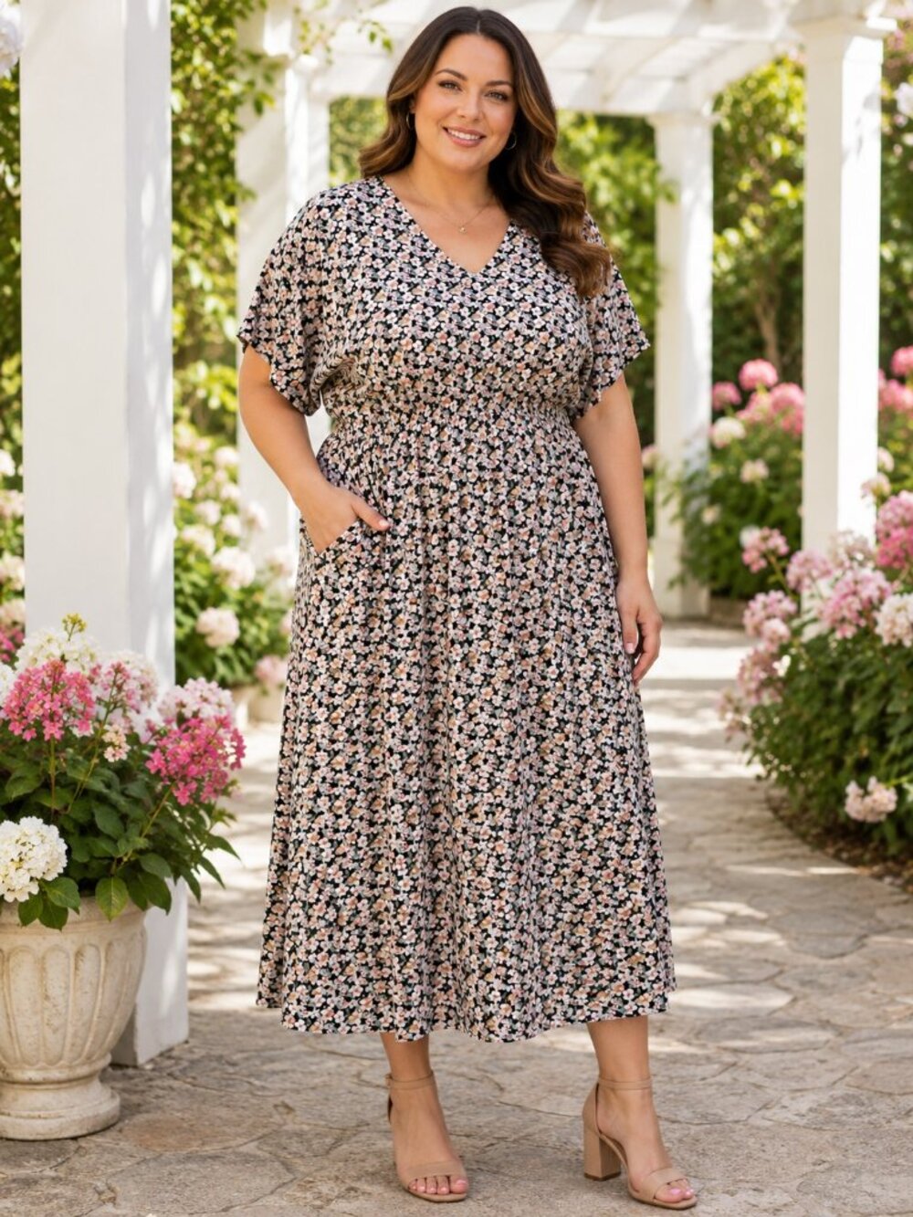 Mikarose Floral Maxi Dress Womens Size 4XL Black Modest Cottagecore Feminine